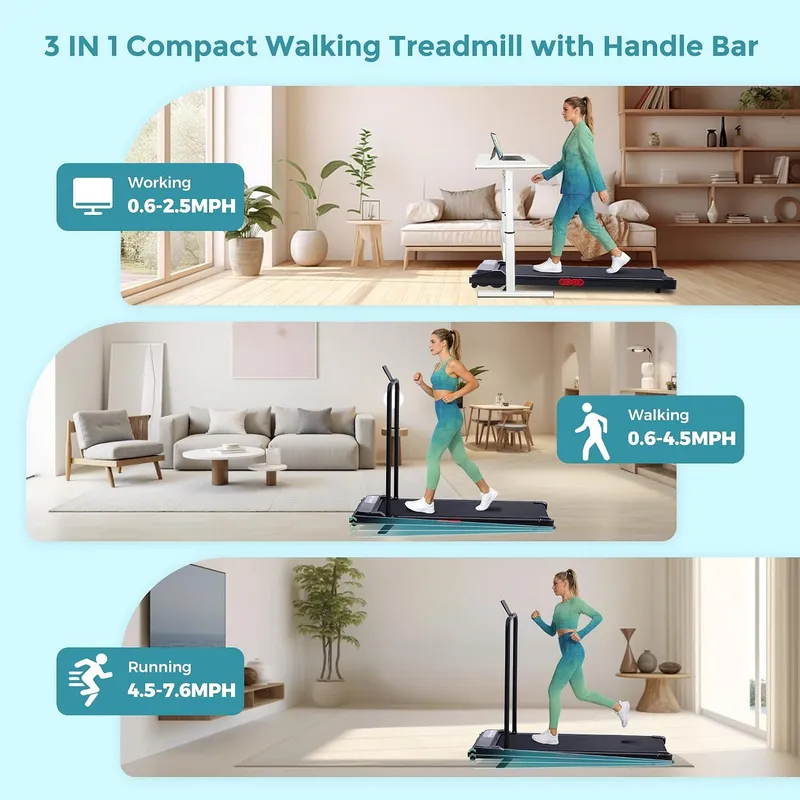 OKAYFOX Walking Pad with Handle Bar and Incline, 3.0HP